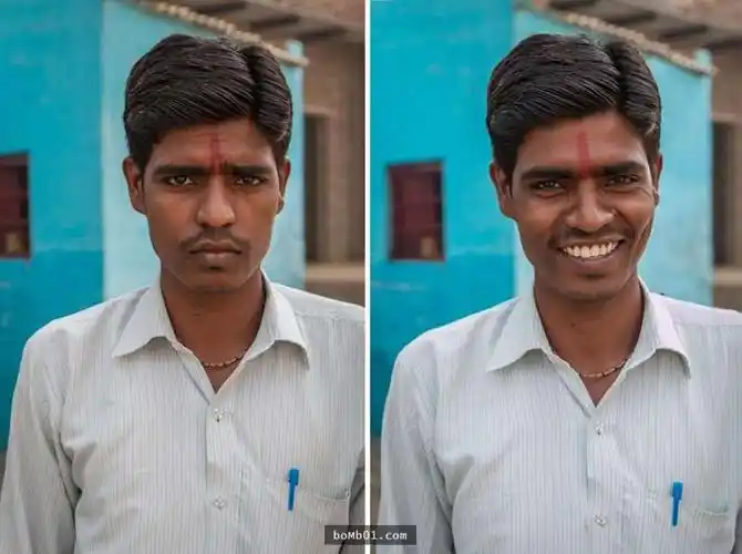 张表情对比图证明「一个笑容的力量」就能改变大家面对陌生人时的感觉