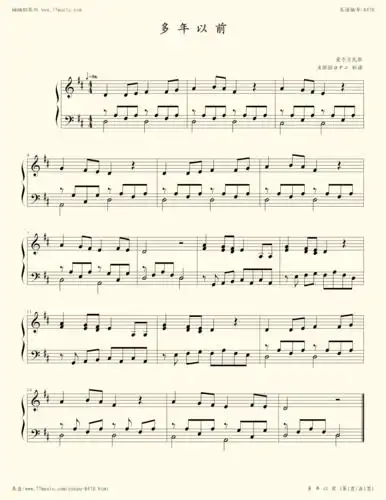 《多年以前,钢琴谱》欧美经典|弹吧|钢琴谱|吉他谱|钢琴曲|乐谱