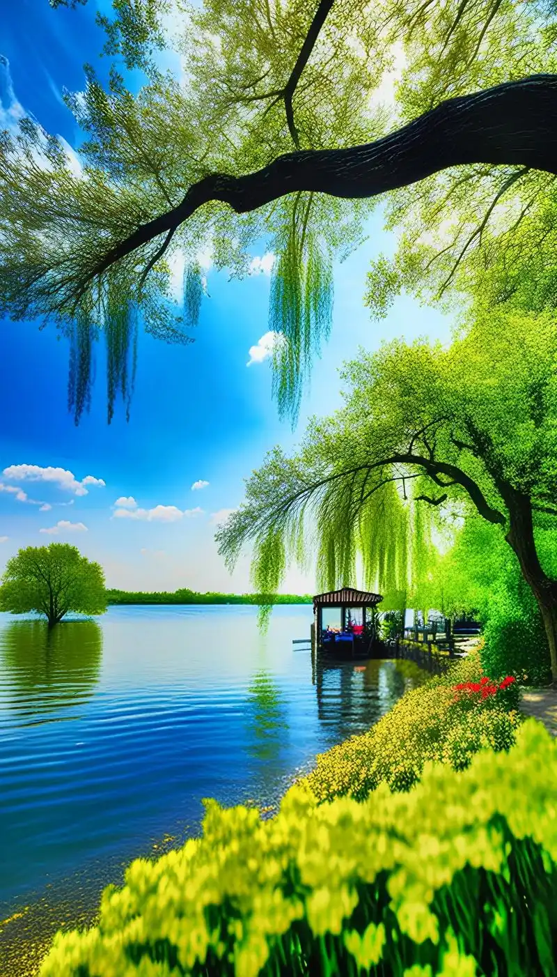 碧波荡漾的湖水,带来一幅江南水乡的风光#唯美意境 #美景如画 - 抖音