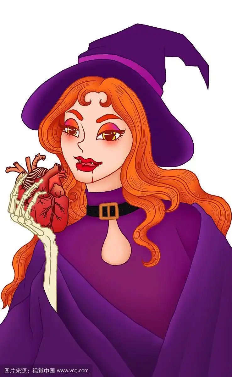 波普风万圣节女巫插画