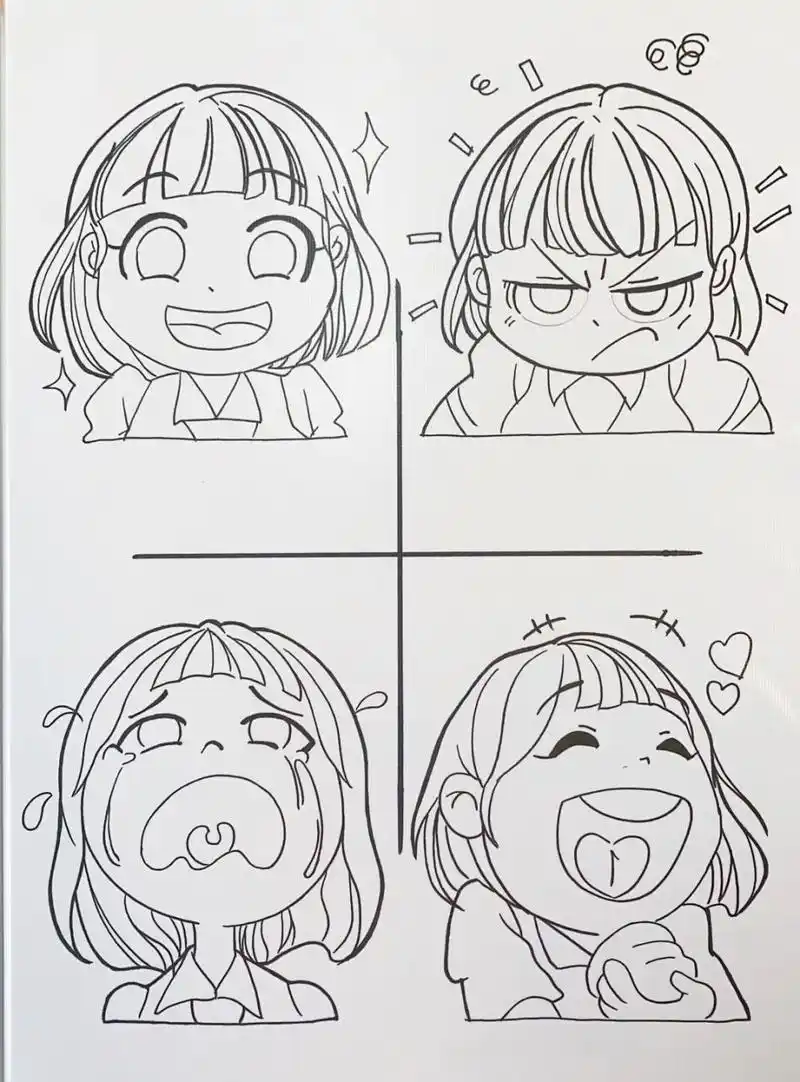 动漫头像 表情包手绘 马克笔 勾线笔