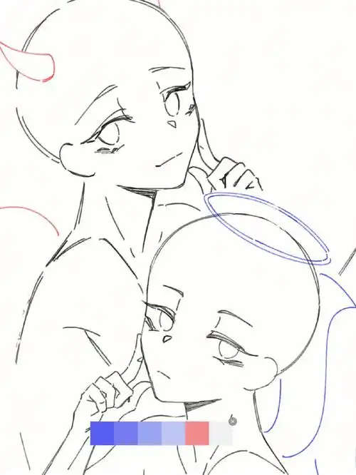 线稿素材天使与恶魔