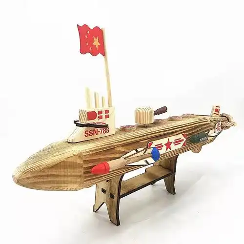 木质军事模型军舰艇船舶巡洋舰潜水艇中国海军核潜艇成品摆件