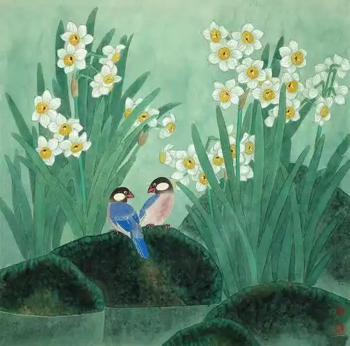 国画名家画笔下的素色水仙