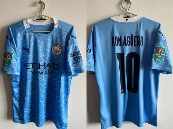 英超曼城2021赛季主场球迷版带杯赛字章全套 阿圭罗 全新连吊牌