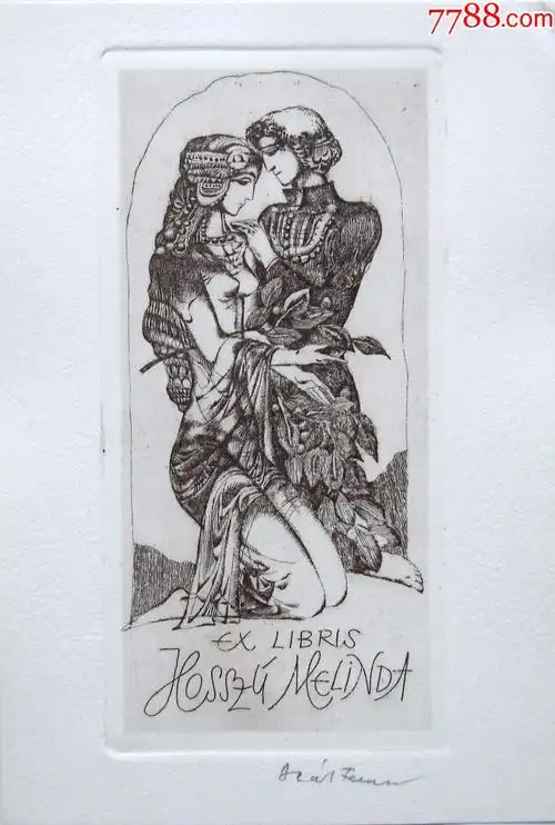 匈牙利艺术家"deákferenc(1935-)"铜版蚀刻藏书票