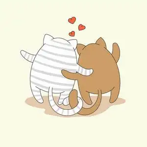 几个卡通拥抱猫.矢量图照片