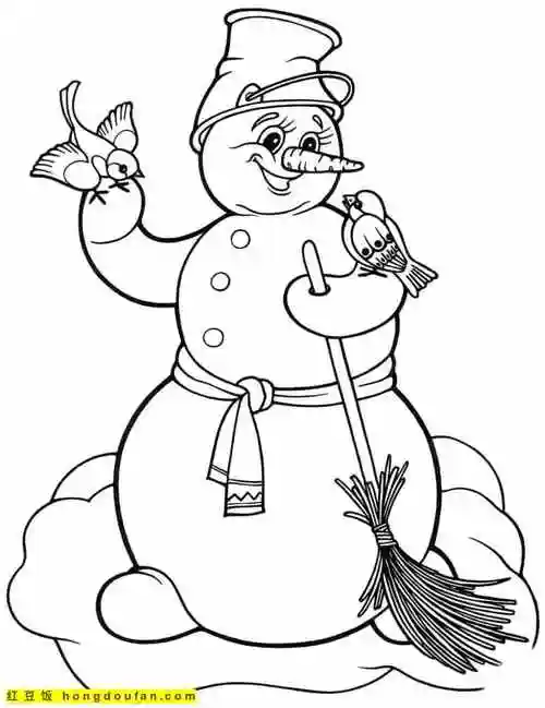 11张免费下载的大雪人卡通涂色图片免费下载-红豆饭小学生简笔画大全