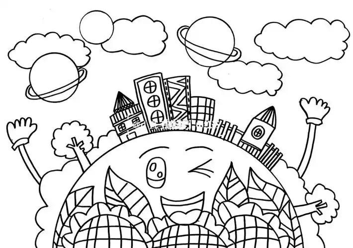 绘画爱护地球保护地球环境植树节儿童画