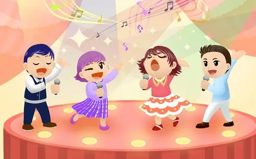 卡通儿童唱歌世界儿歌日原创插画素材