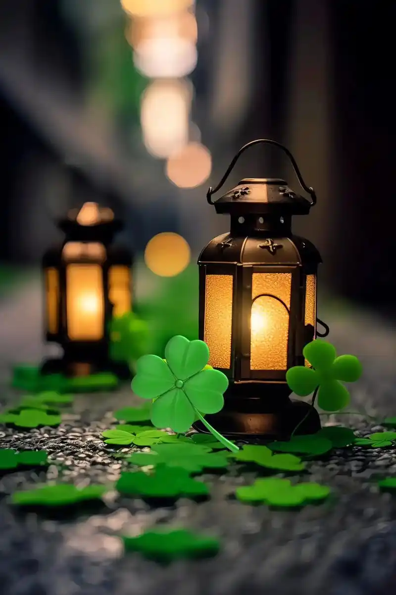 "四叶草与许愿灯的幸运守护者"#治愈系 #唯美意境 #四叶草 - 抖音