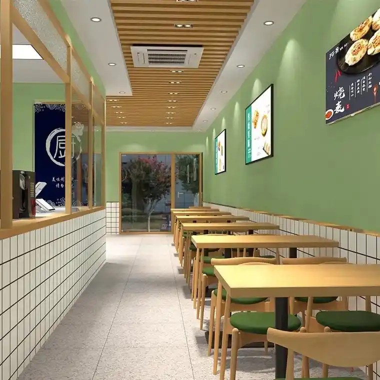 饭店餐饮店小吃店奶茶店专用墙纸自粘商用店铺装修黑白