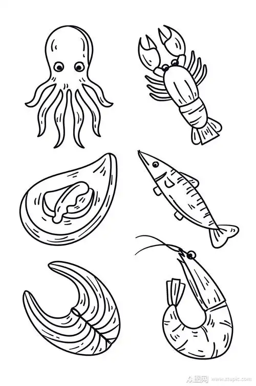 海鲜矢量素材免抠素材
