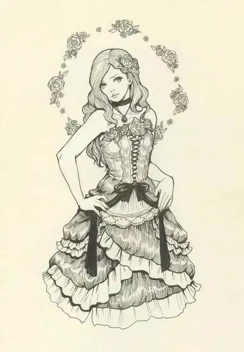 动漫人物线稿素材,彩图对照,助你临摹,也是很棒的手帐素材哦