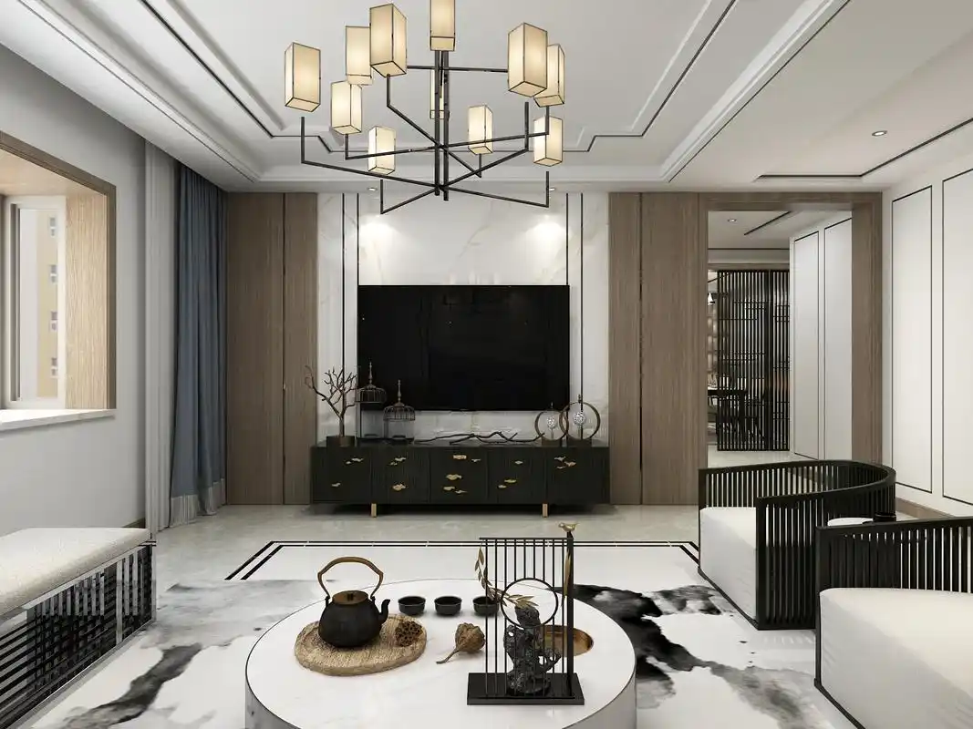 新中式风格电视背景墙装修效果图