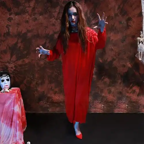 cosplay贞子女鬼服装鬼屋鬼节装扮服饰红色白色万圣节演出服装采购