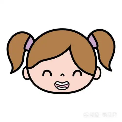 阿凡达女孩头棕色和两个尾巴头发矢量插图