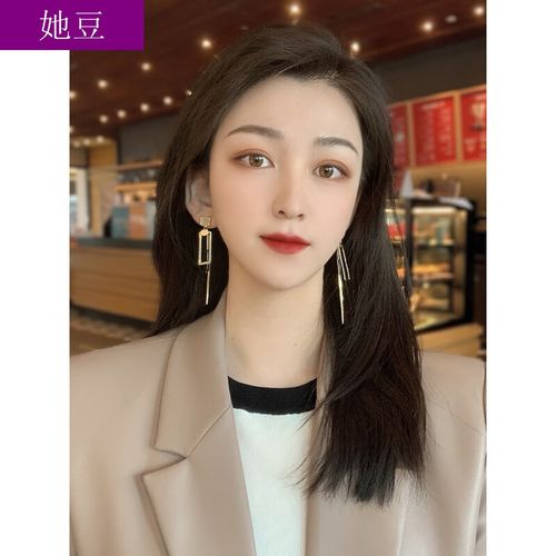 她豆  耳环流苏耳饰女2021年新款潮韩国气质网红大气夏季 图片色