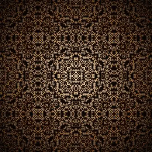 金色卡片花纹纹理矢量设计图片-旧式金卡无缝花纹背景矢量图素材-高清