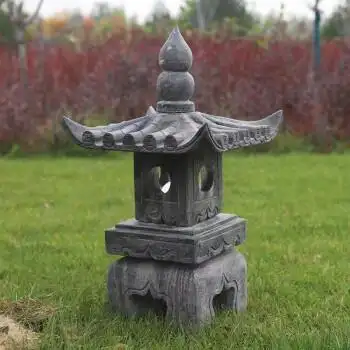 石雕石灯笼石头灯太阳能石灯庭院别墅造景园林石灯仿古中式摆件做旧40