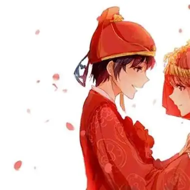 古风情头红衣一左一右 超清好看的古风嫁衣头像一对两张图片_情侣头像