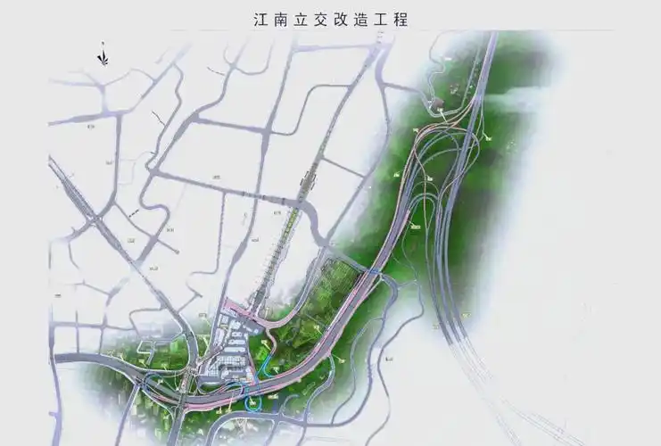 江南立交,作为重庆市南岸区四公里的重要交通枢纽,承载着快速路四横线