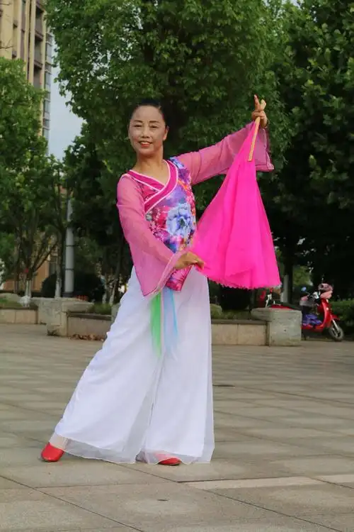中老年妈妈阿姨广场舞春英广场舞花开的思念古典舞服装网纱裤套装民族