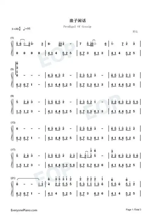 浪子闲话-我饮过风咽过沙浪子无钱逛酒家-抖音热歌双手简谱预览1