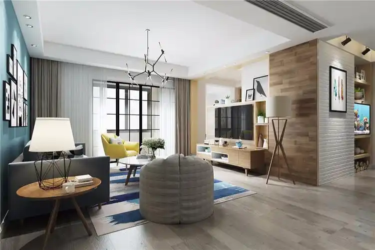 两室装修效果图北欧简约风格92平米装修样板间缔盛广场