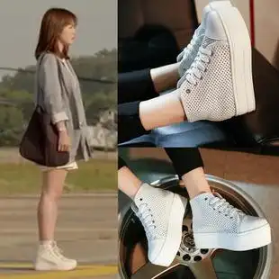 韩版太阳的后裔姜暮烟宋慧乔同款女鞋子厚底小白鞋系带松糕单鞋潮