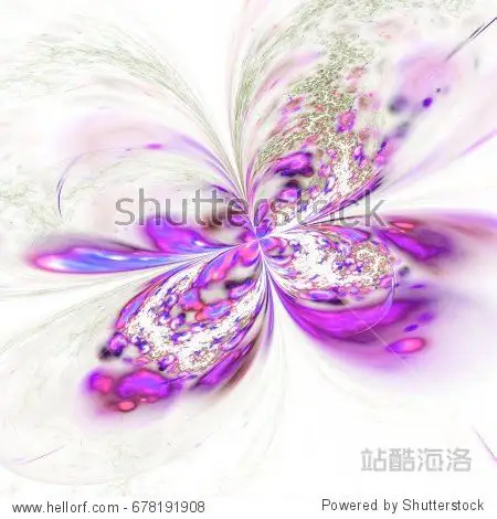light purple fractal butterfly or flower, digital artwork for