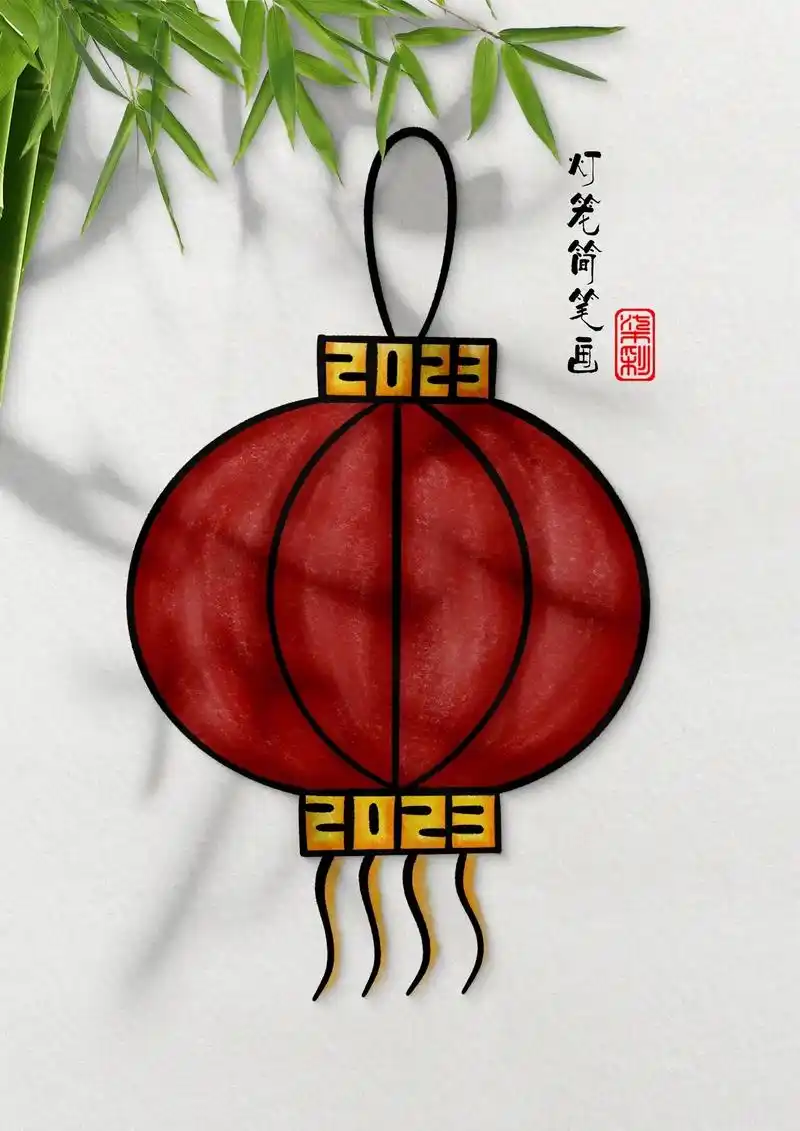 新年主题画都要用到的灯笼画法,超级简单一学就会! - 抖音