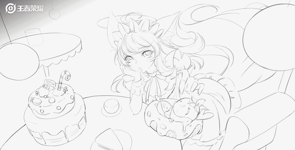 《王者荣耀》妲己女仆咖啡海报绘制过程