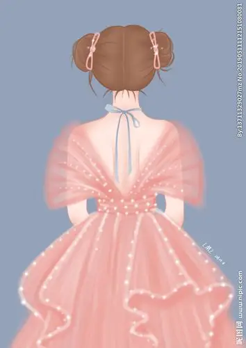 手绘女孩背影图片