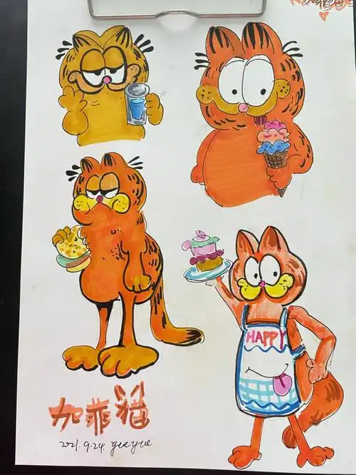 加菲猫马克笔绘画