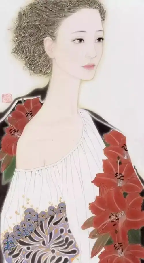 袁玲玲工笔重彩人物画作品