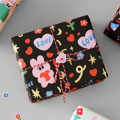 杂啊腮帮兔原创手绘可爱卡通生日礼物盒包装纸礼盒diy节日礼品纸