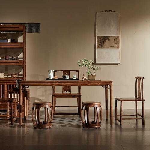 新中明觅见东方清式明式木小户型书茶房室家具书桌茶台茶桌茶桌椅