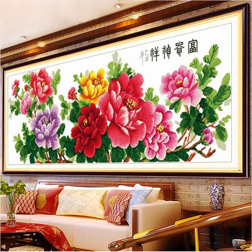 《花开富贵十字绣线绣全绣客厅简约现代大幅线绣牡丹花卉花开富贵 107