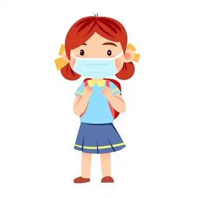 戴口罩的孩子卡通人物文明出行戴口罩宣传png素材