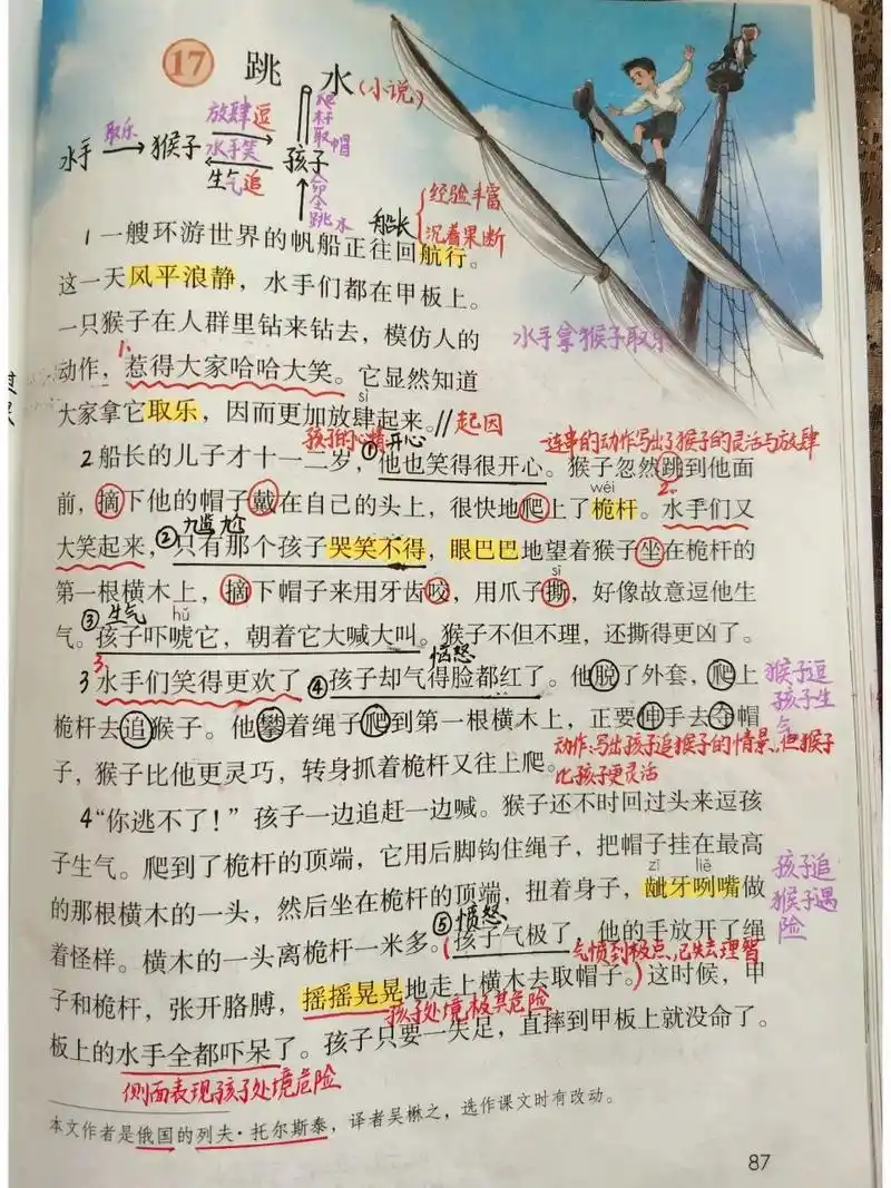 五下第17课《跳水》课堂笔记