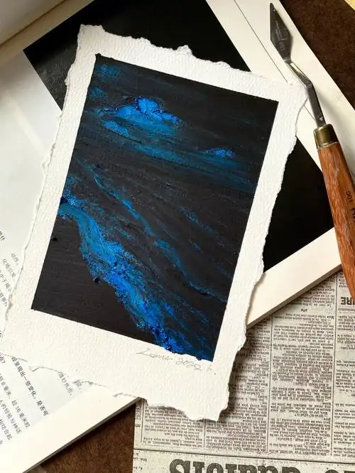 油画棒夜海蓝眼泪