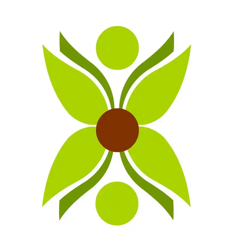 象征性的绿色小花,绿色的植物花卉符号矢量图