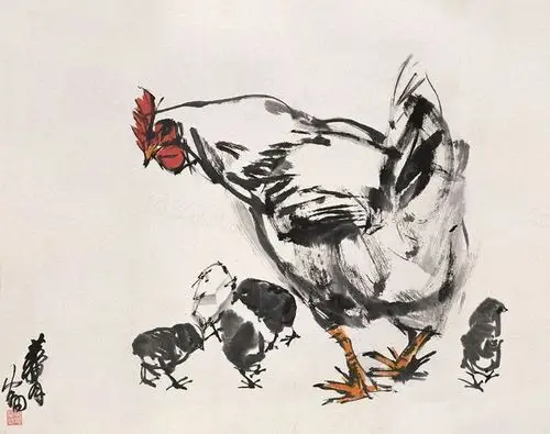 【写意动物】黄胄画鸡作品欣赏