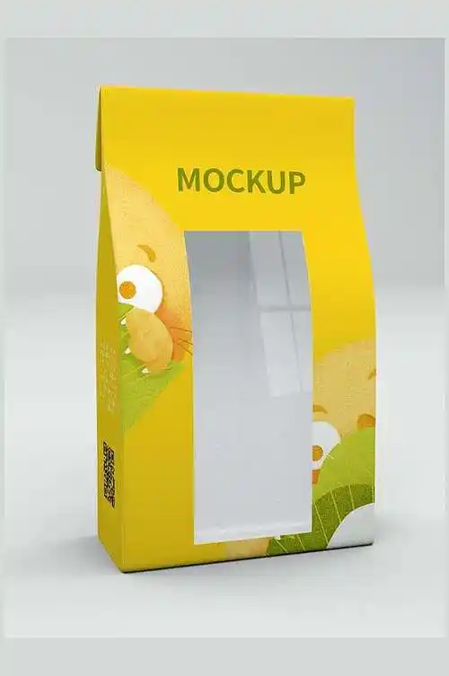 清新黄色零食塑料包装袋样机