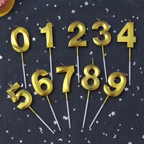 歌剧数字蜡烛0-9金色钻石创意曲面生日派对蛋糕周岁无烟蛋糕蜡烛