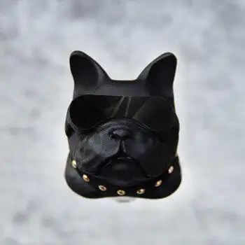 香水汽车出风口夹斗牛犬扩香石狗头法斗车内装饰香薰摆件 黑色高光镜