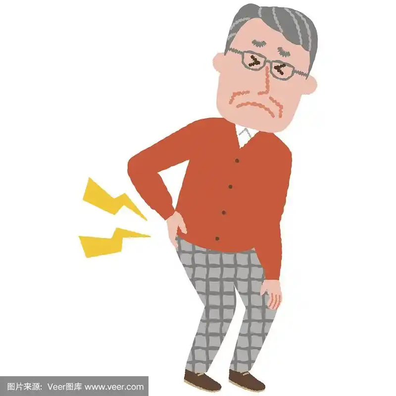 一个老年人腰痛的矢量插图