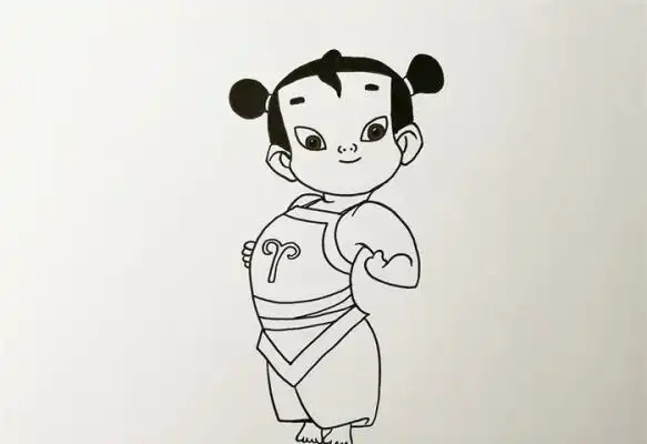 哪吒简笔画步骤