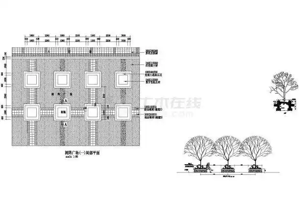 本资料为小区树阵广场树池设计详细做法,图纸包括:平面图,立面图,剖面